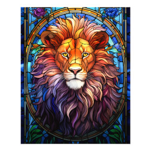 Tiffany-Style gesteinigtes Glas Majestic Lion Fotodruck