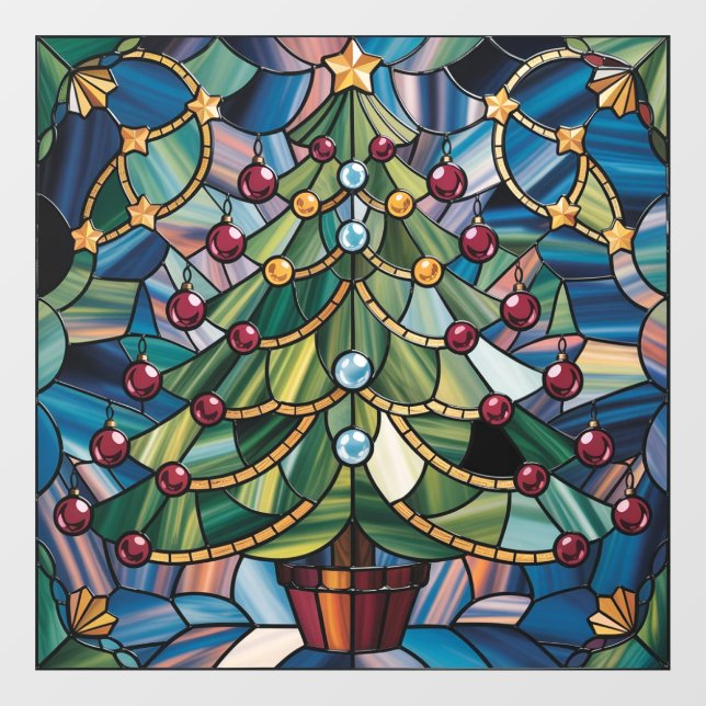Tiffany-Style Stained Glass Christmas Tree Fensteraufkleber (Blatt)