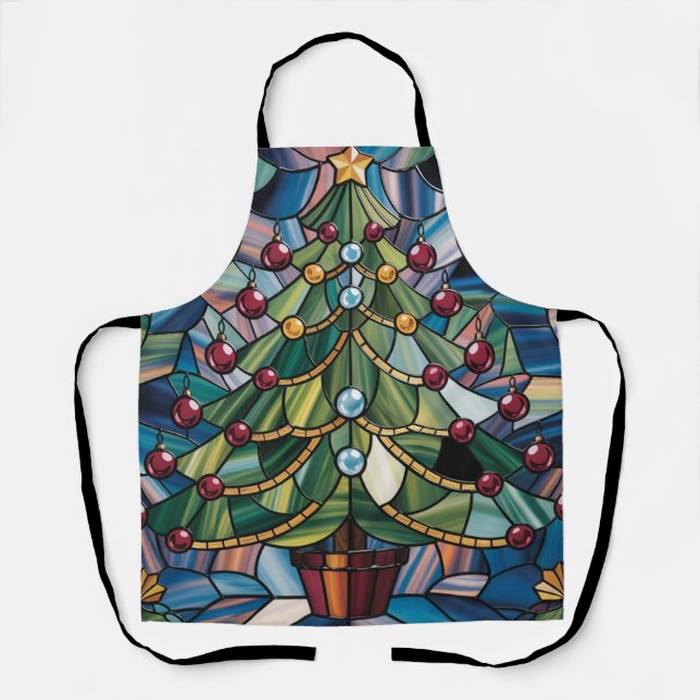 Tiffany-Style Stained Glass Christmas Tree Schürze (Vorderseite)