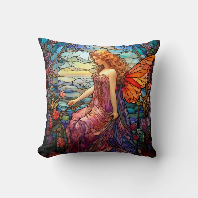 Tiffany Style verkleidetes Glas Magical Fairy Kissen (Vorderseite)