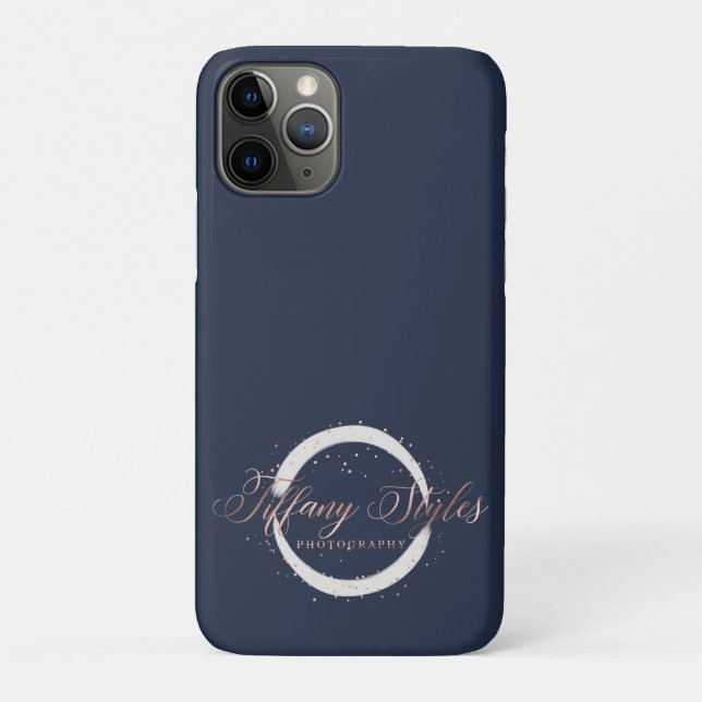 Tiffany Styles Navy Blue & Rose Gold Company Logo Case-Mate iPhone Hülle (Rückseite)