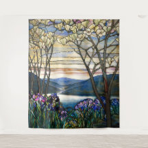 Tiffany verkettete Glass Magnolias Irisch Art Nouv