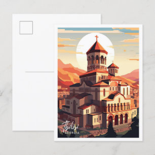 Tiflis Georgia Art Travel Place Illustration Postkarte