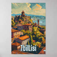Tiflis Georgia Vintag Retro Travel Illustration