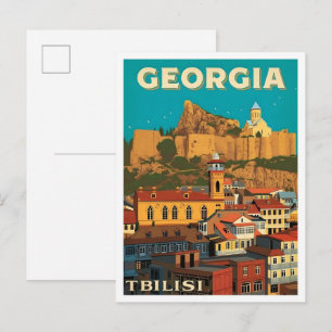 Tiflis Georgien Vintage Kunst Reise Postkarte