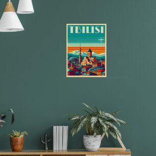 Tiflis Hauptstadt Georgia, Retro-Souvenirgeschenke Poster