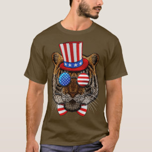 Tiger 4. Juli American Tiger USA Uncle Sam Hat T-Shirt