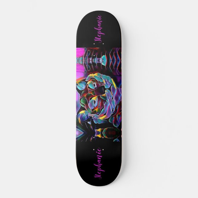 Tiger Abstract Girls Personalized Skateboard (Vorderseite)