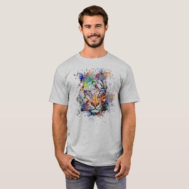 Tiger Abstrakt Art Painting T - Shirt (Vorne ganz)