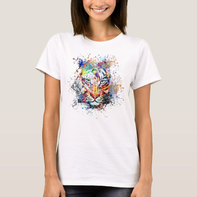 Tiger Abstrakt Art Painting T-Shirt (Vorderseite)