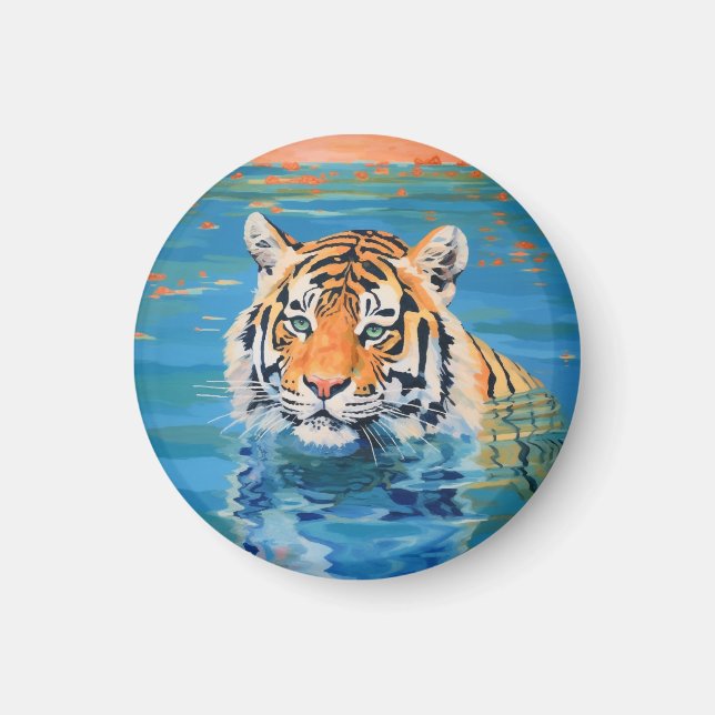 Tiger, Abzeichen, Magnet, bemalt, bunte Kunst Magnet (Vorne)