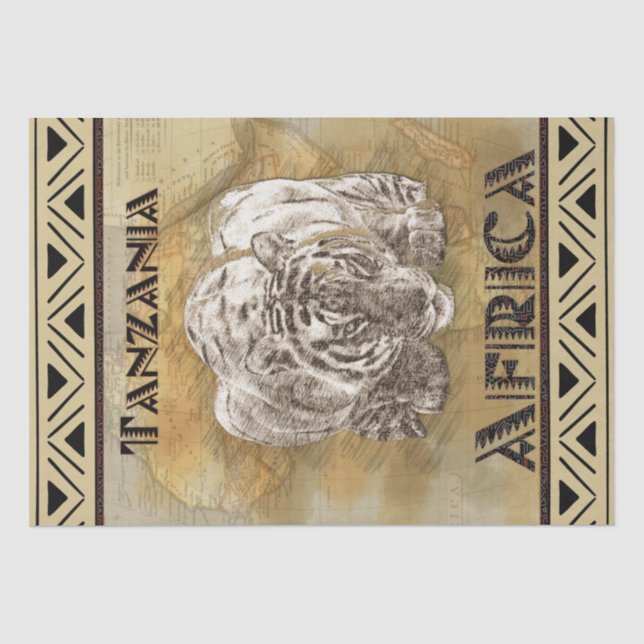 Tiger Africa Travel Poster Seidenpapier (Vorderseite)