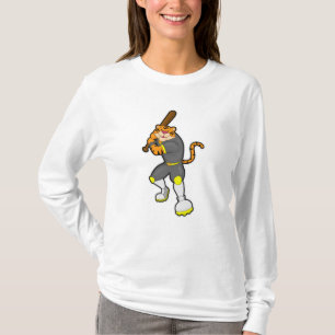 Tiger als Baseballspieler mit Baseballschläger T-Shirt