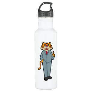 Tiger als Bräutigam mit Ehering Edelstahlflasche