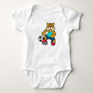 Tiger als Fußballspieler mit Fußball Baby Strampler