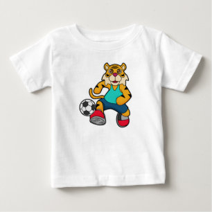 Tiger als Fußballspieler mit Fußball Baby T-shirt