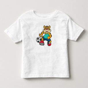 Tiger als Fußballspieler mit Fußball Kleinkind T-shirt