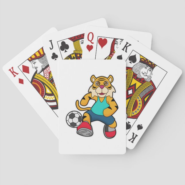 Tiger als Fußballspieler mit Fußball Spielkarten (Rückseite)