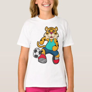 Tiger als Fußballspieler mit Fußball T-Shirt