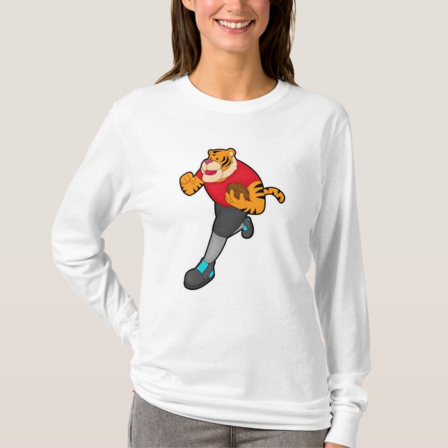 Tiger als Fußballspieler mit Fußball T-Shirt (Vorderseite)