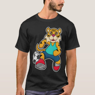 Tiger als Fußballspieler mit Fußball T-Shirt