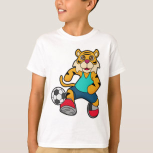 Tiger als Fußballspieler mit Fußball T-Shirt