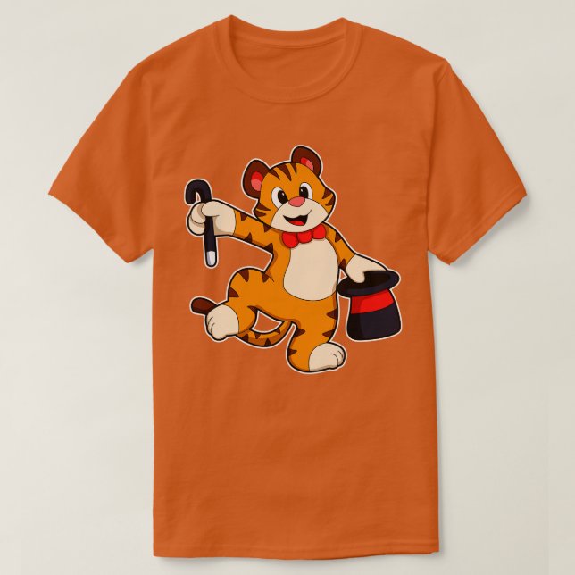 Tiger als Gentleman mit Hat T-Shirt (Design vorne)