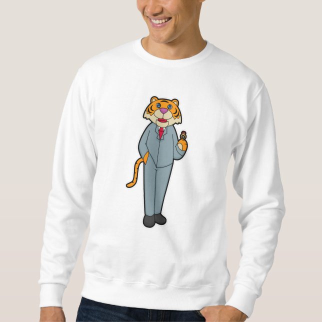 Tiger als Groom mit Hochzeitsring Sweatshirt (Vorderseite)