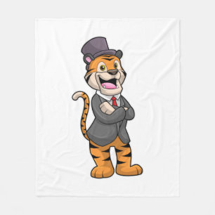 Tiger als Groom mit Jacket & Hut Fleecedecke
