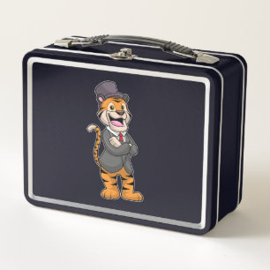 Tiger als Groom mit Jacket & Hut Metall Brotdose