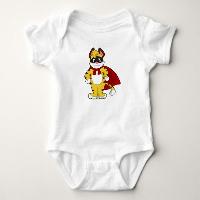 Tiger als Held mit Maske & Kap Baby Strampler (Vorderseite)