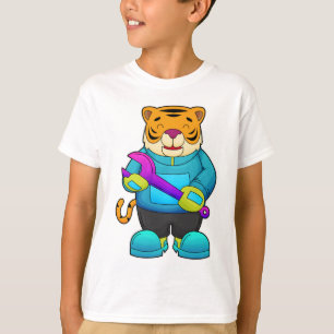Tiger als Mechaniker mit Schlüssel T-Shirt