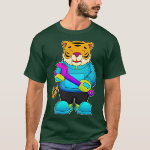 Tiger als Mechaniker mit Schlüssel T-Shirt