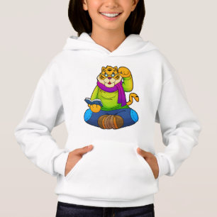 Tiger als Nerd mit Buch Hoodie