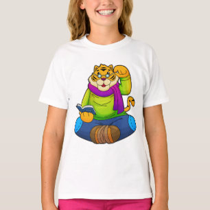 Tiger als Nerd mit Buch T-Shirt
