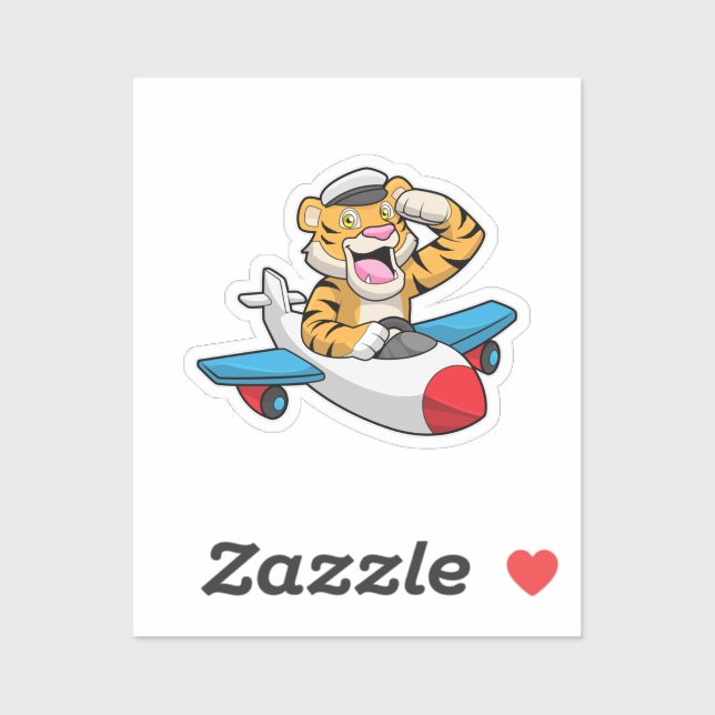 Tiger als Pilot in Flugzeuge Aufkleber (Blatt)