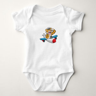 Tiger als Pilot in Flugzeuge Baby Strampler