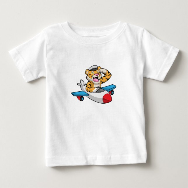 Tiger als Pilot in Flugzeuge Baby T-shirt (Vorderseite)