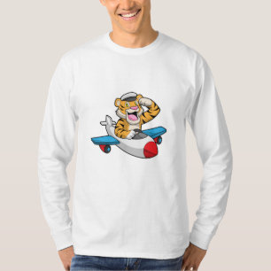 Tiger als Pilot in Flugzeuge T-Shirt