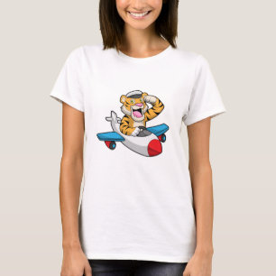 Tiger als Pilot in Flugzeuge T-Shirt
