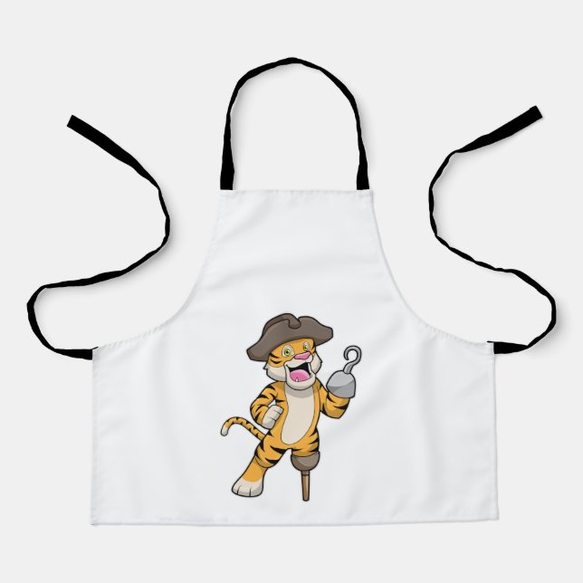 Tiger als Pirate mit Holzbein und Hooker Hand Schürze (Vorderseite)