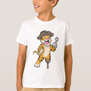 Tiger als Pirate mit Holzbein und Hooker Hand T-Shirt