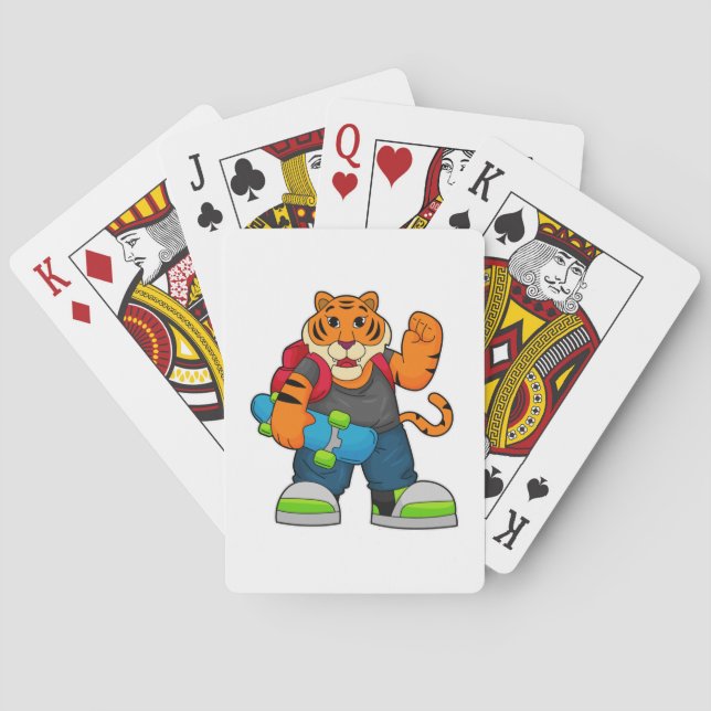 Tiger als Skater mit Skateboard Spielkarten (Rückseite)