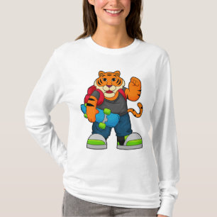 Tiger als Skater mit Skateboard T-Shirt