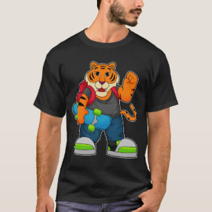 Tiger als Skater mit Skateboard T-Shirt