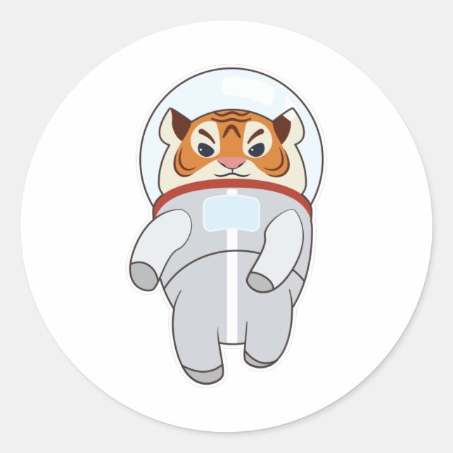 Tiger als Spaceman-Kostüm Runder Aufkleber (Vorderseite)