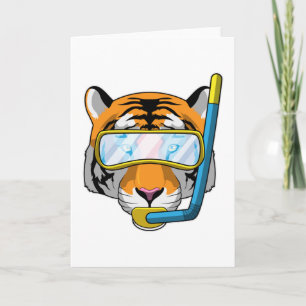 Tiger als Taucher mit Schnorchel Karte
