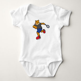Tiger als Tennisspieler mit Tennisschläger Baby Strampler