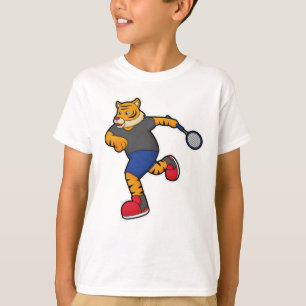 Tiger als Tennisspieler mit Tennisschläger T-Shirt