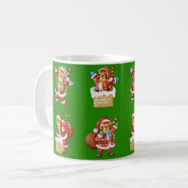 Tiger als Weihnachten Wiederholmuster-Design Kaffeetasse